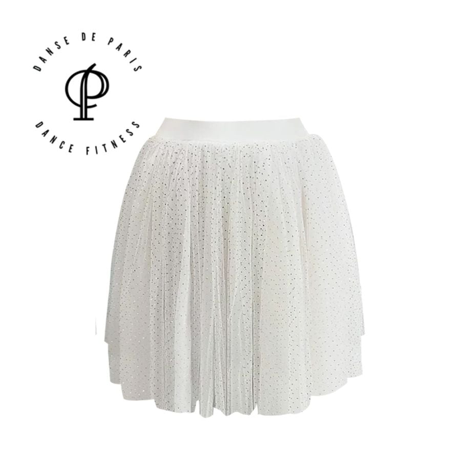 【Danse de Paris】Sparkle Tulle Skirt Snow　ショート丈　ロマンチックボン　リハーサルスカート
