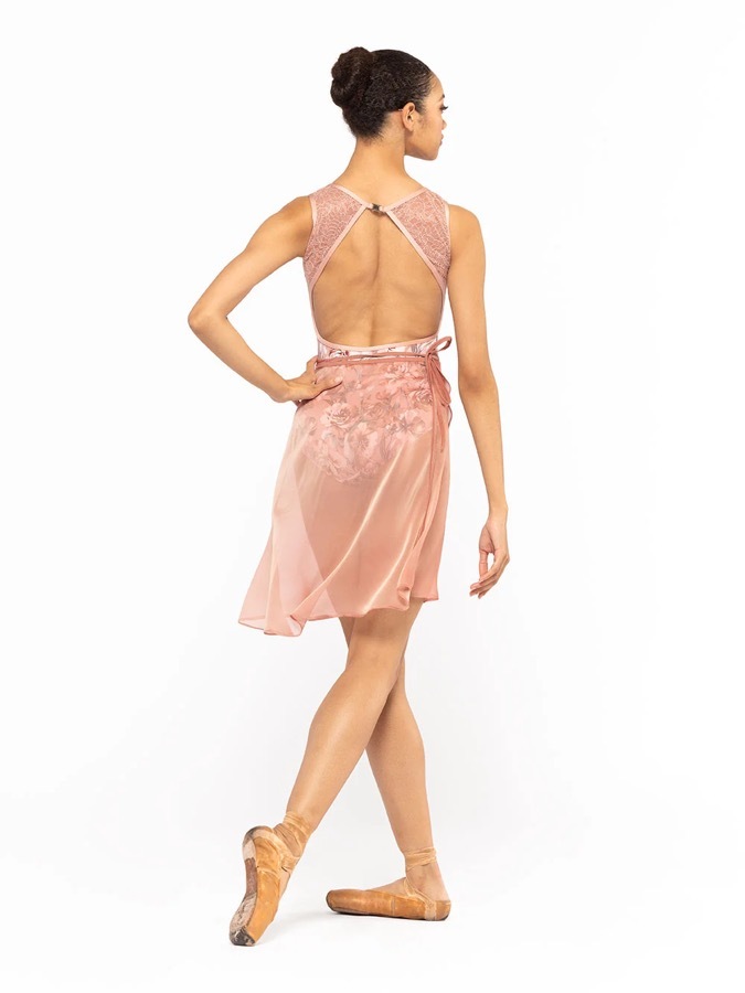 eleve Vienna Mid High-Low Wrap Skirt Sandstone Chiffon 