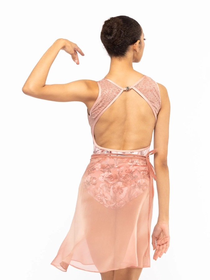 eleve Vienna Mid High-Low Wrap Skirt Sandstone Chiffon 