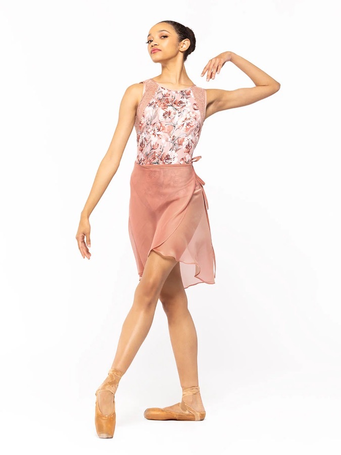 eleve Vienna Mid High-Low Wrap Skirt Sandstone Chiffon 