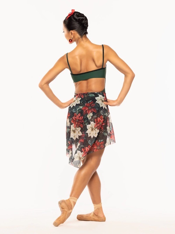 ��eleve�� Dramatic High-Low Skirt Poinsettias Mesh ��������