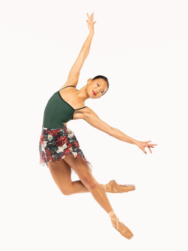 ��eleve�� Dramatic High-Low Skirt Poinsettias Mesh ��������