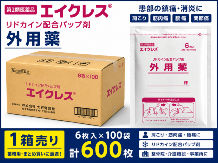 エイクレス 6枚×100袋（計600枚）｜冷感｜第2類医薬品｜大石膏盛堂