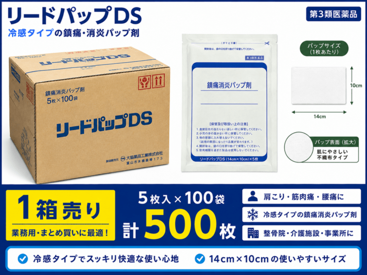 リードパップDS 冷感 5枚×100袋（計500枚） 第3類医薬品 湿布 シップ 大協薬品工業