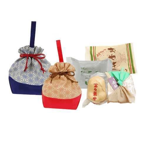 4個入巾着 【赤】 赤坂巾着 創作和菓子詰合 | おためしセット