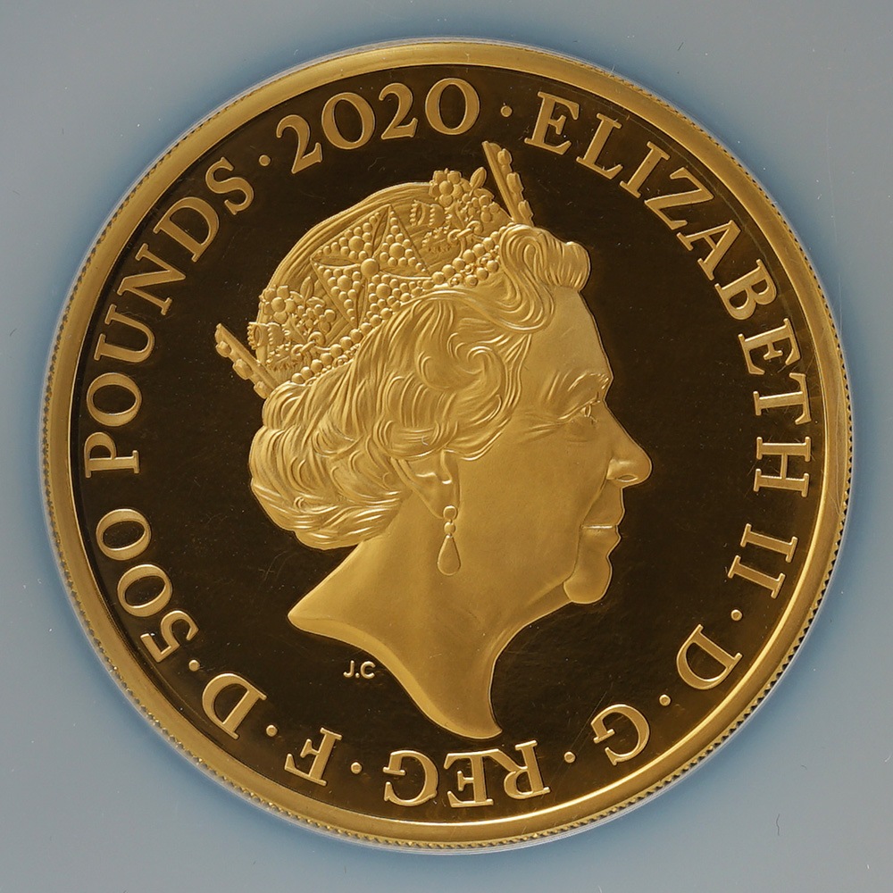 【最高鑑定】2020年 イギリス ジェームス・ボンド スペシャルイシュー 500ポンド 5オンス金貨 PF70UCAM