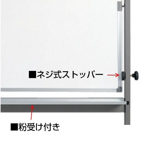 脚付き両面式ホワイトボード(片面横書き月予定表/片面無地)　/　ﾎﾞｰﾄﾞｻｲｽﾞ：ﾀﾃ90cm x  ﾖｺ120cm、ｽﾀﾝﾄﾞ装着時の全高182.5cm-アカツキボード