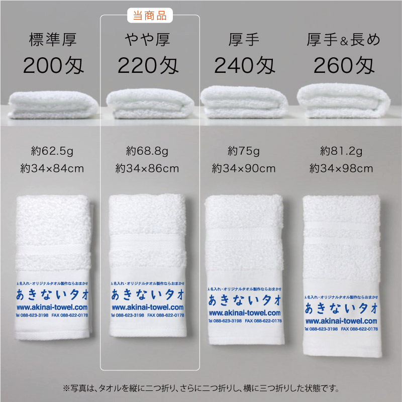 名入れ 白タオル・220匁(日本製)・360枚セット