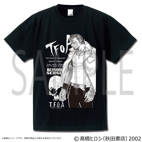 クローズ＆WORST 河内鉄生キャラクターモノクロ コットンTシャツ