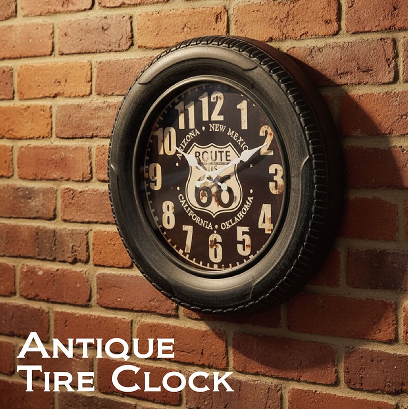 壁掛時計】アンティーク Tire クロック[タイヤ]の卸向け通販｜秋月貿易