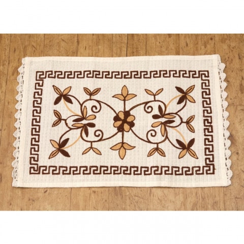 コットンランチョンマット［レクト：刺繍］ブルーの卸向け通販