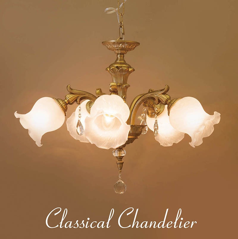 【LED電球対応】5灯電球5個付E26水雷型クラシカルシャンデリアグレース II 新商品【LED電球対応】E26/水雷型☆クラシカルシャンデリア【5灯