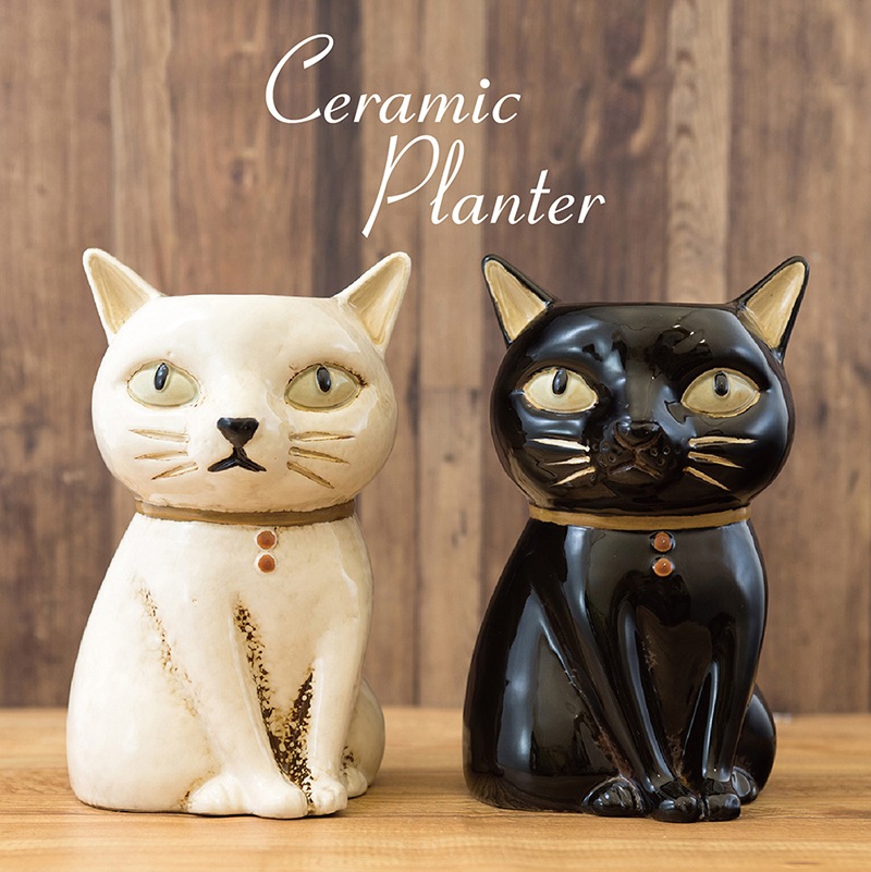 ブックエンド 猫 ねこ ネコ ドライフラワー シャビー フラワーベース | 一輪挿し | 猫 | ペンスタンド | ペルシャ | クロ