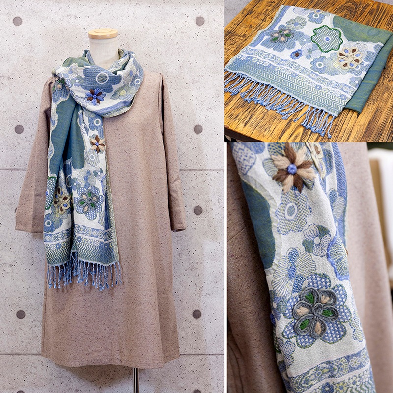 ウール混刺繍ストールの卸向け通販｜秋月貿易オンラインショップ