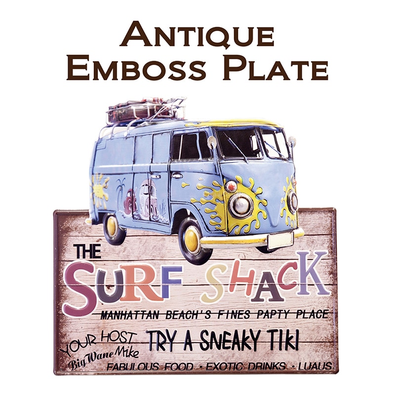 アンティークエンボスプレート［ダイカット（SURF SHACK