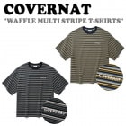 カバーナット 半袖Ｔシャツ Covernat WAFFLE MULTI STRIPE T-SHIRTS ワッフル マルチ ストライプＴシャツ NAVY BLACK CO2202ST40NA/BK ウェ