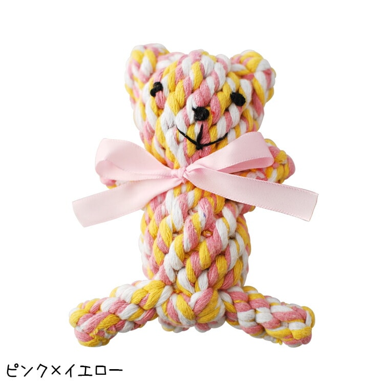 おもちゃ デンタルロープ ベアー ピンク×イエロー (PT-HGT-1-1)