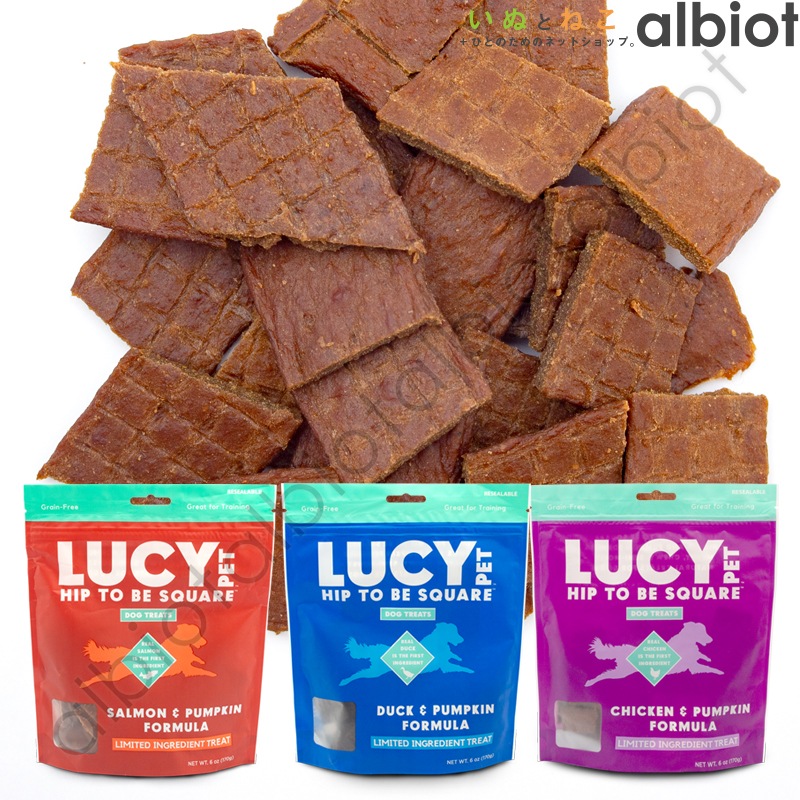 LUCY PET ルーシーペット Hip to Be Square ドッグトリーツ [ ダック＆パンプキン 170g | サーモン＆パンプキン 170g | チキン＆パンプキン 170g ]