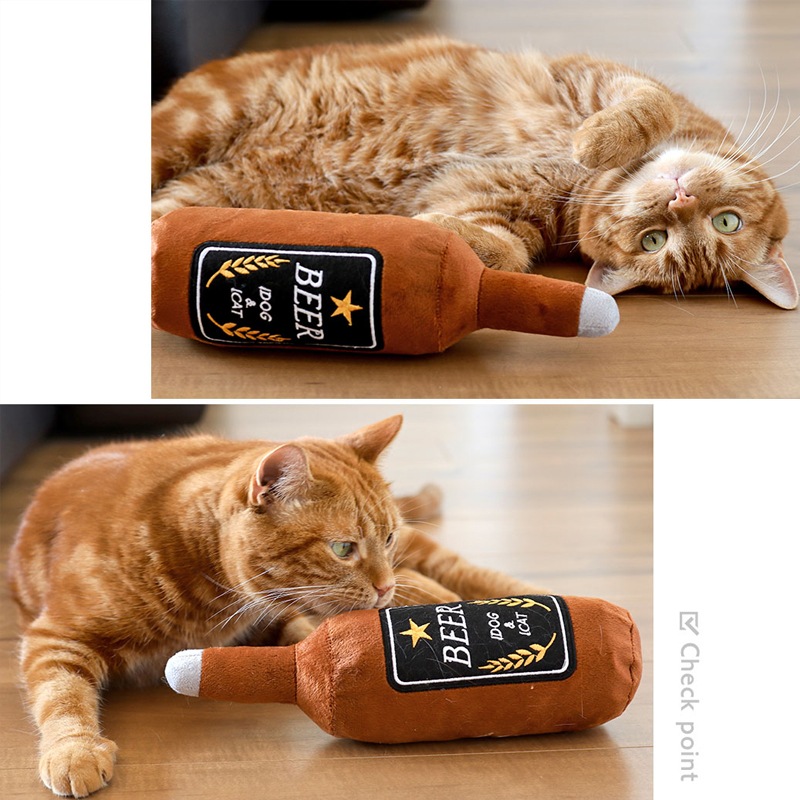 【猫のおもちゃ】iDog ケリケリビール瓶 カシャカシャ入り (16985)