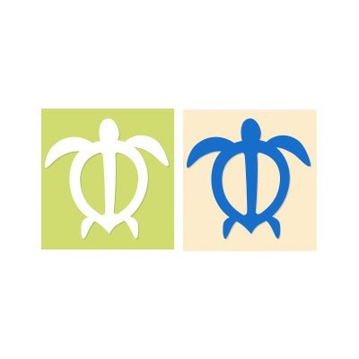 ハワイアン  カメ・ホヌ  ステッカーホヌ  Sサイズ 絵柄抜きタイプ  ホワイト・ブルー