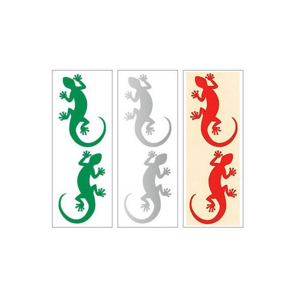 ハワイアン  ヤモリ  ステッカーヤモリ Sサイズ 絵柄抜きタイプ  左右各1枚り  グリーン・シルバー・レッド