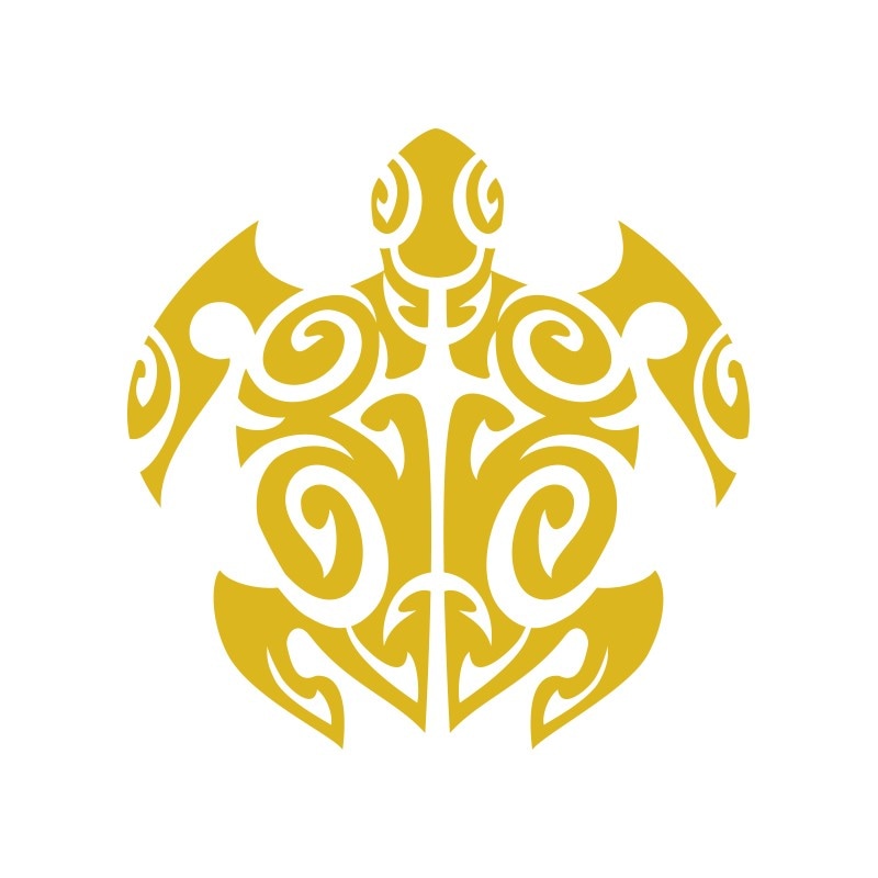 幸運 開運 幸せを呼ぶ オリジナル ハワイアン ホヌ 亀 ステッカー 金 ゴールド 古典 トライバル ホヌC 高さ6cm