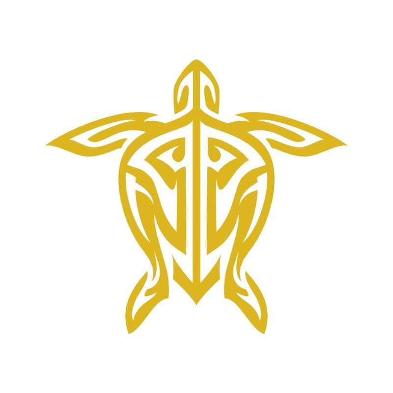 幸運 開運 幸せを呼ぶ オリジナル ハワイアン ホヌ 亀 ステッカー 金 ゴールド 古典 トライバル ホヌD 高さ6cm