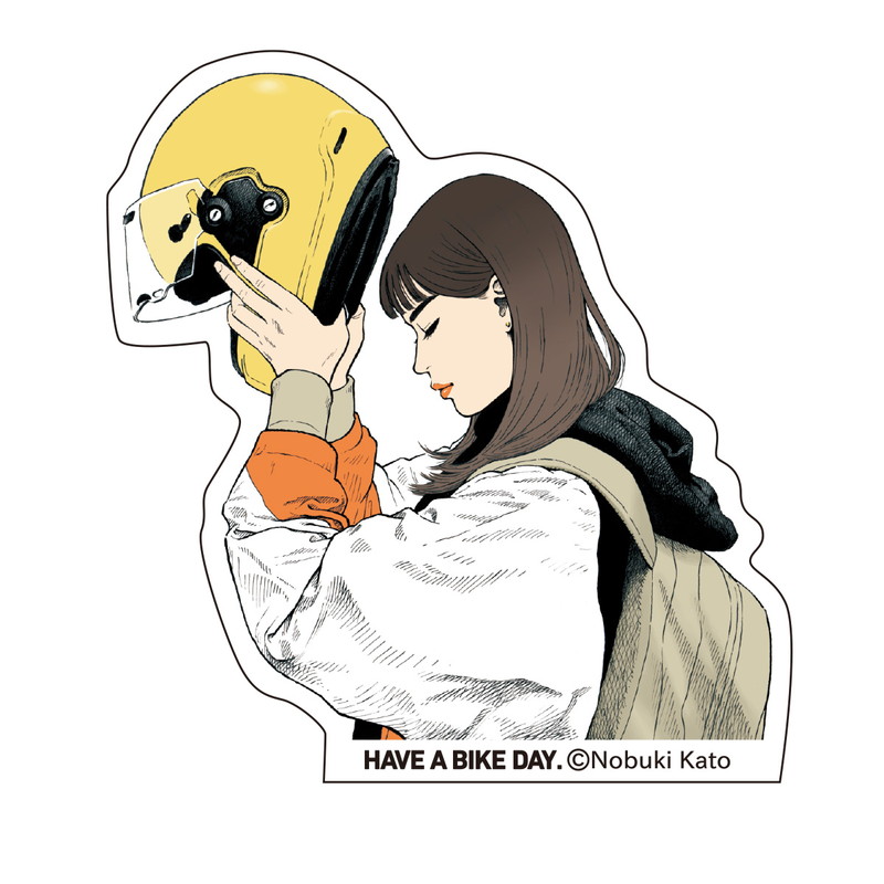 HAVE A BIKE DAY.ステッカー HABD MOTO GIRL Time to go イラスト 加藤