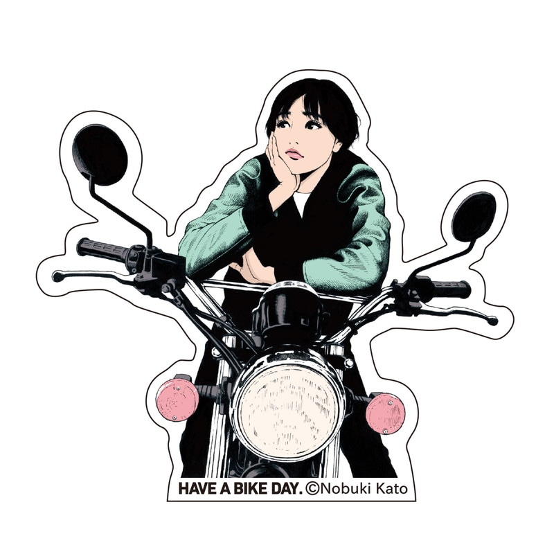 HAVE A BIKE DAY.ステッカー HABD MOTO GIRL Waiting イラスト 加藤ノブキ SP-101