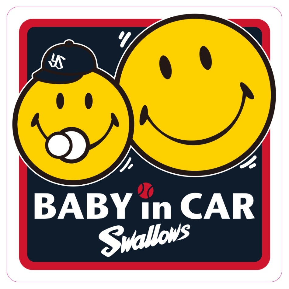 東京ヤクルトスワローズ SMILEY FACE コラボ 2WAY ステッカー スマイリー フェイス ニコちゃん Baby in Car LC-2SC-3024