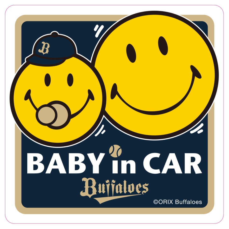 オリックス・バッファローズ SMILEY FACE コラボ 2WAY ステッカー スマイリー フェイス ニコちゃん Baby in Car LC-2SC-3027