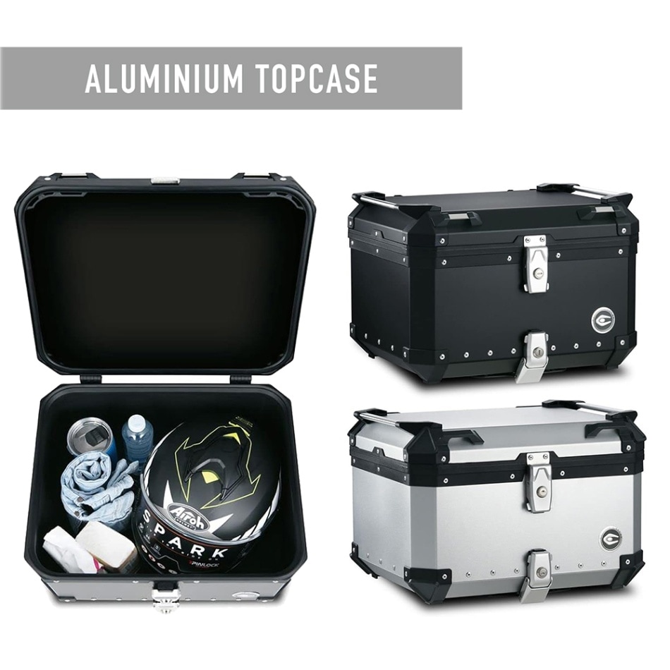 COOCASE クーケース バイク用 アルミトップケース 55L シルバー CCX550S マルチポケット付き【あるふぁここ プラザ店】