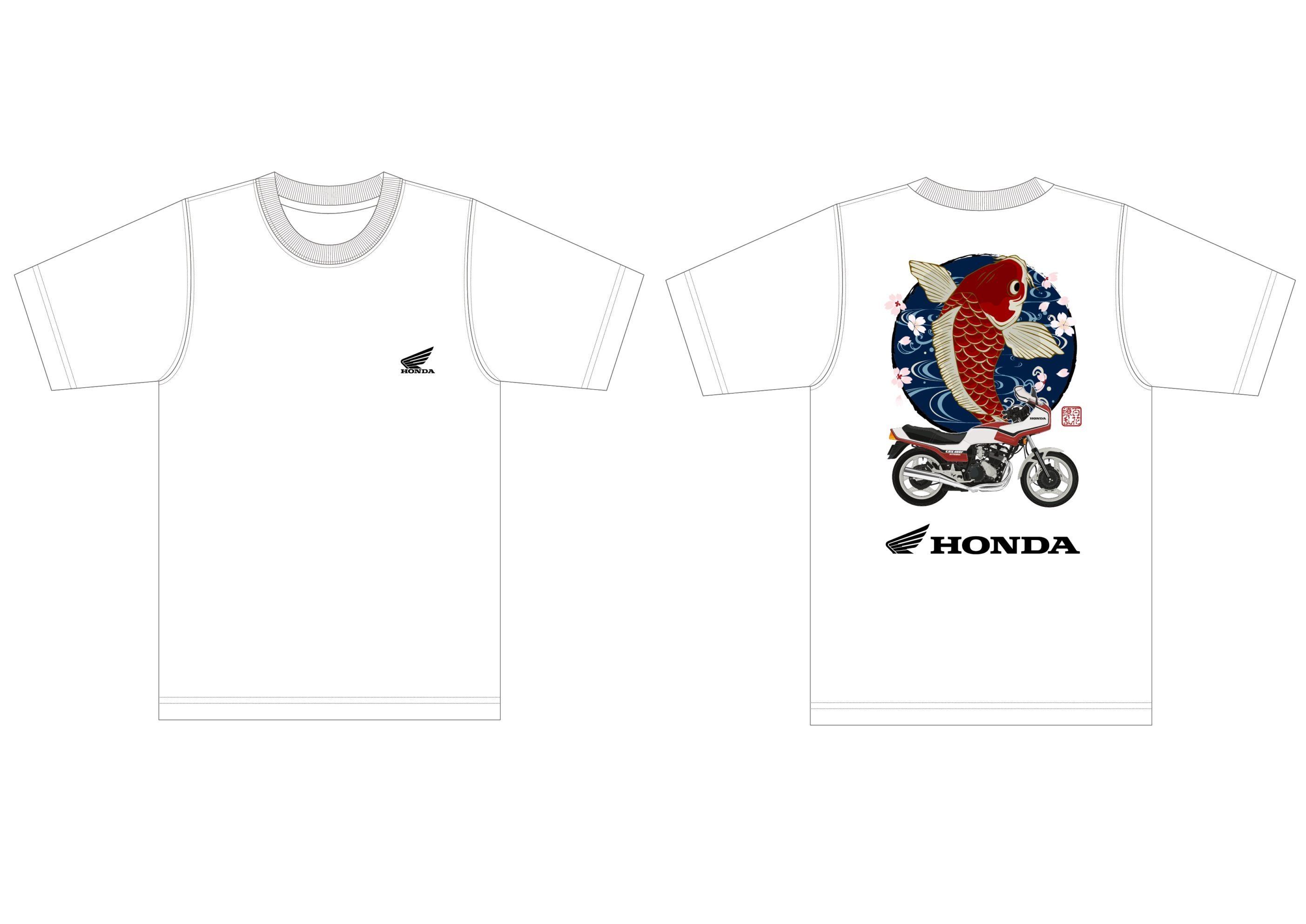 HONDA×百花繚乱 Tシャツ 鯉×CBX400F INTEGRA SKHH005【あるふぁここ プラザ店】