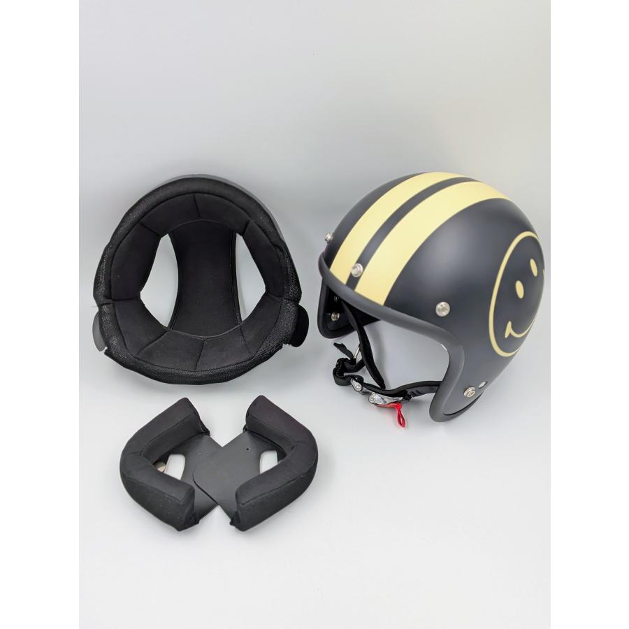 godblinc ゴッドブリンク Smiley Face ジェットヘルメット MATT BLACK SF0011　【あるふぁここ プラザ店】