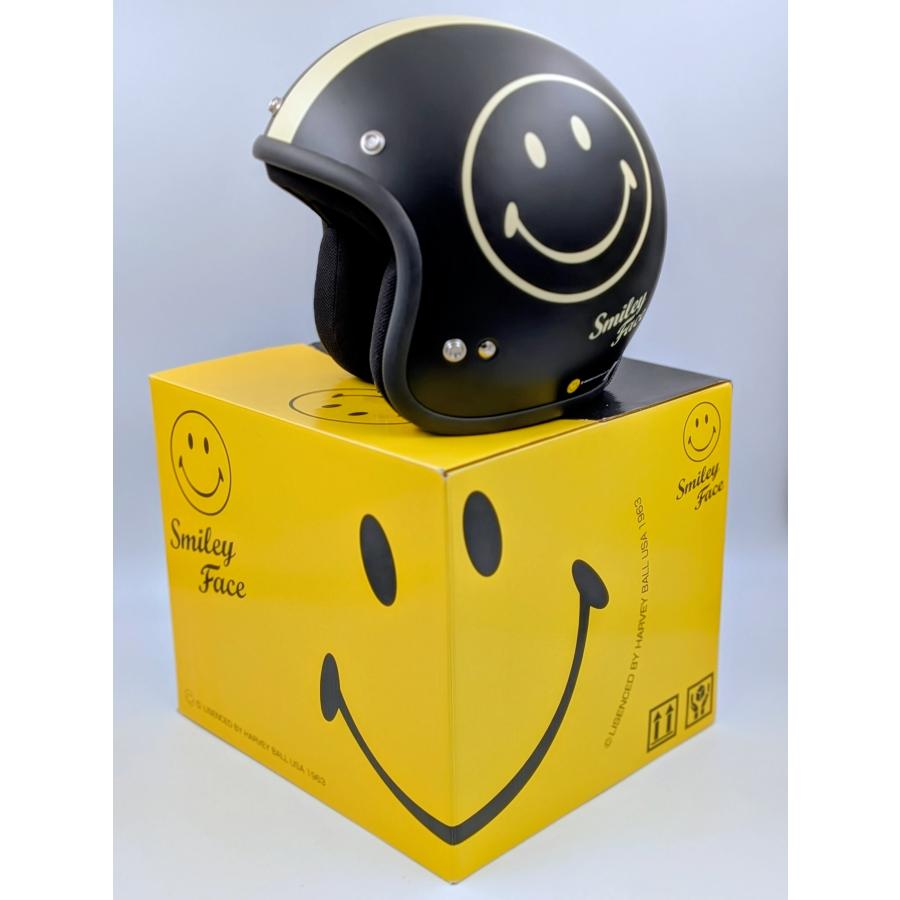 godblinc ゴッドブリンク Smiley Face ジェットヘルメット MATT BLACK SF0011　【あるふぁここ プラザ店】