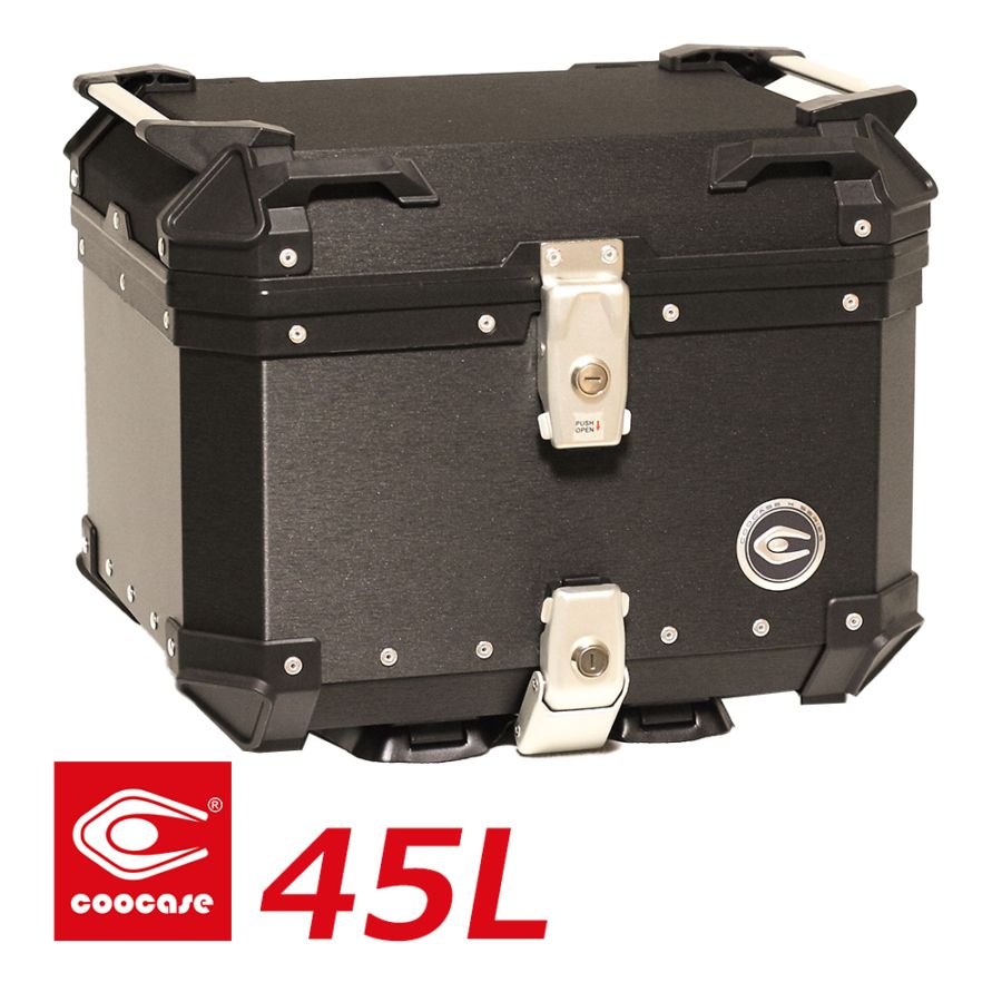 COOCASE クーケース バイク用 アルミ トップケース 45L ヘアライン ブラック CCX450HB マルチポケット付き