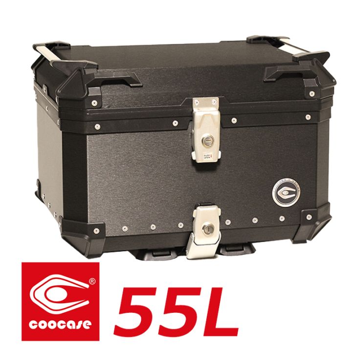 COOCASE クーケース バイク用 アルミトップケース 55L ヘアライン ブラック CCX550HB マルチポケット付き