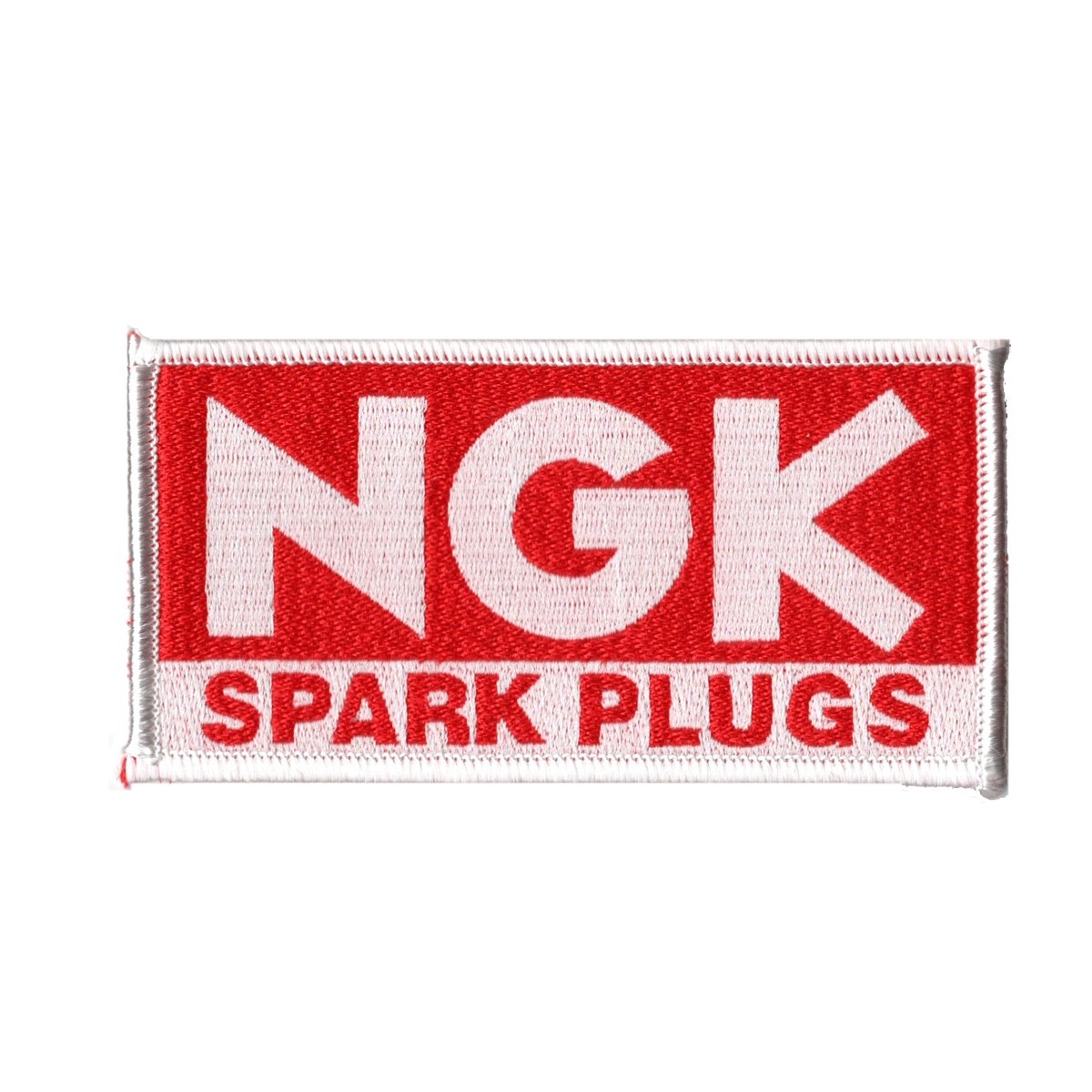 東洋マーク NGK SPARK PLUGS ワッペン レッド 55mm×109mm×4mm アイロン接着 GA-84【あるふぁここ プラザ店】