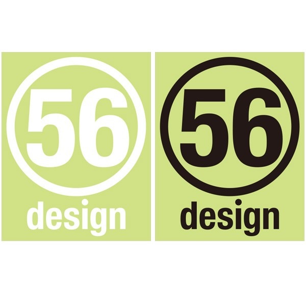 56design ステッカー サークルロゴ 抜き文字タイプ W140mm ホワイト ブラック【あるふぁここ プラザ店】