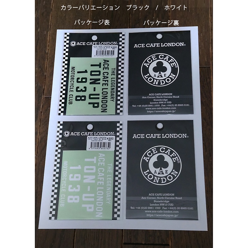 エース カフェ ロンドン ステッカー　ACE CAFE LONDON デカール TON-UP ブラック　ホワイト【あるふぁここ プラザ店】