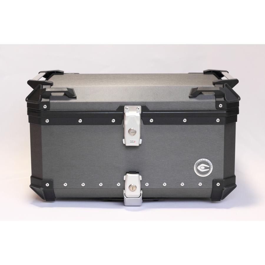 COOCASE クーケース バイク用 アルミトップケース 65L ヘアライン ダークグレー CCX650HDG マルチポケット付き【あるふぁここ プラザ店】