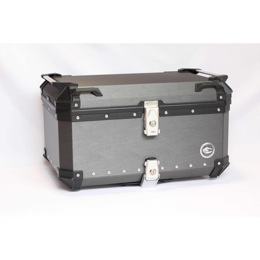 COOCASE クーケース バイク用 アルミトップケース 65L ヘアライン ダークグレー CCX650HDG マルチポケット付き【あるふぁここ プラザ店】