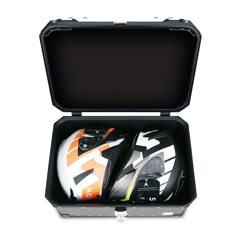 COOCASE クーケース バイク用 アルミトップケース 65L ヘアライン ダークグレー CCX650HDG マルチポケット付き【あるふぁここ プラザ店】