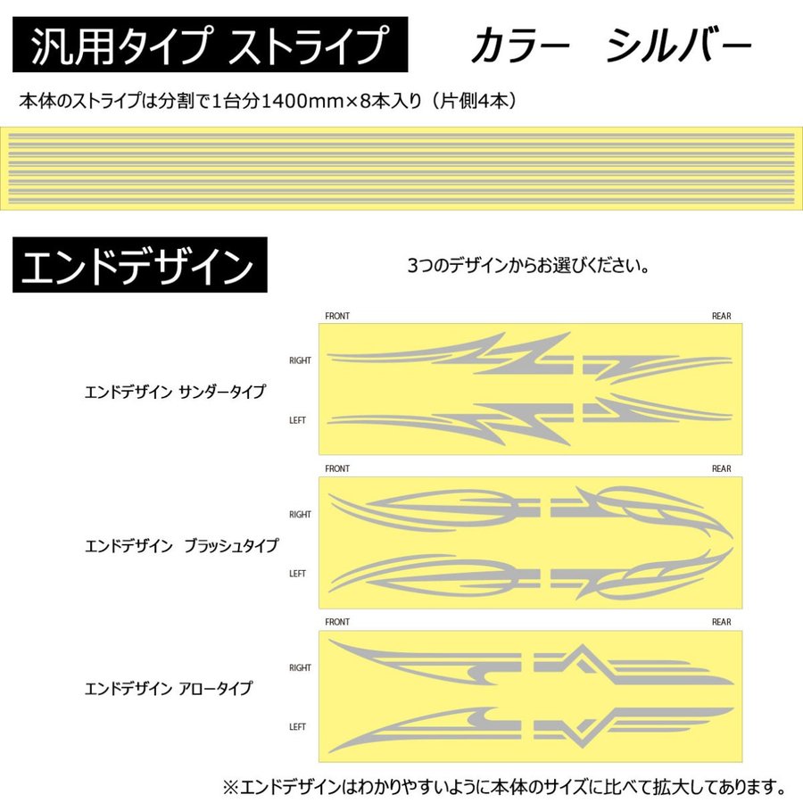 デコライン デカール セット商品 汎用タイプ ストライプ の カラー3種類 と エンドライン デザイン の 3種類から選べます【あるふぁここ プラザ店】
