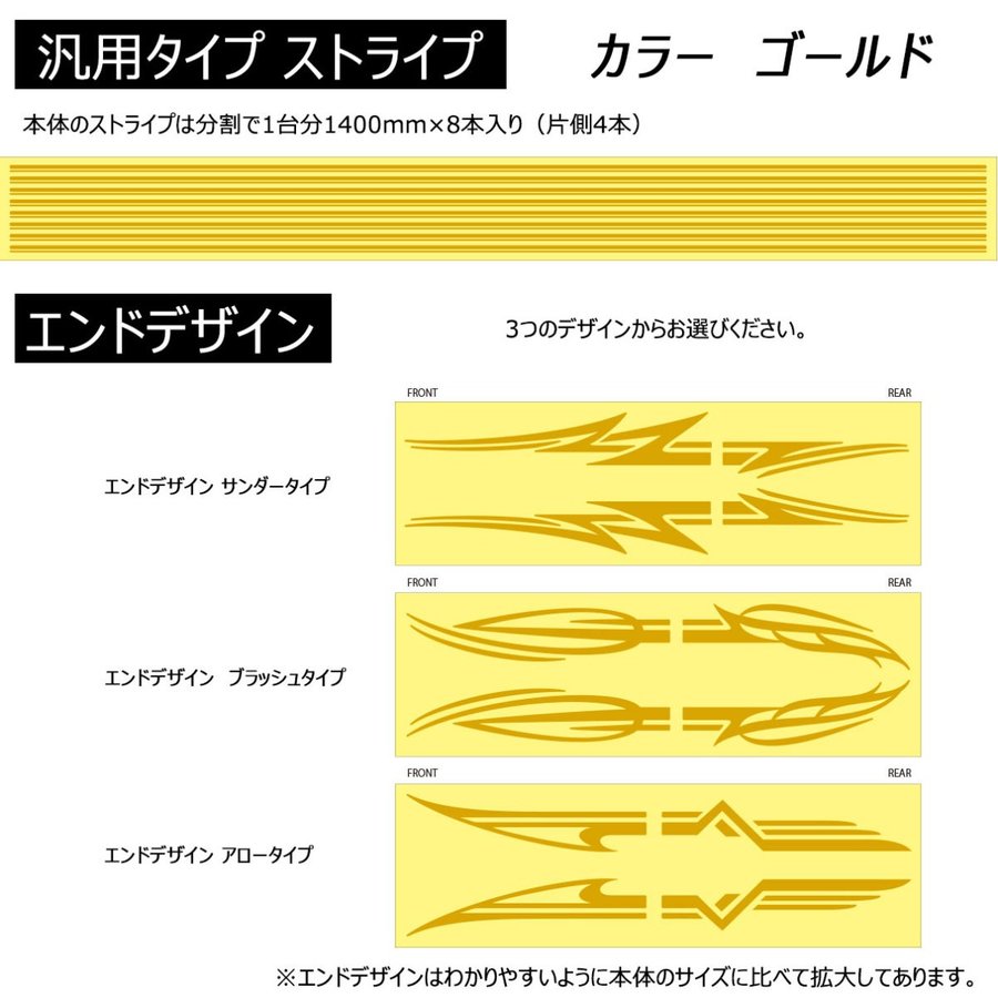 デコライン デカール セット商品 汎用タイプ ストライプ の カラー3種類 と エンドライン デザイン の 3種類から選べます【あるふぁここ プラザ店】