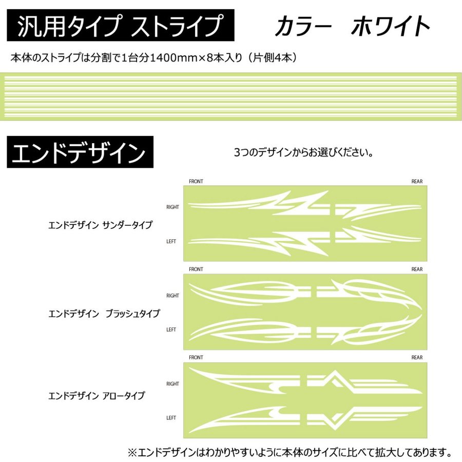 デコライン デカール セット商品 汎用タイプ ストライプ の カラー3種類 と エンドライン デザイン の 3種類から選べます【あるふぁここ プラザ店】