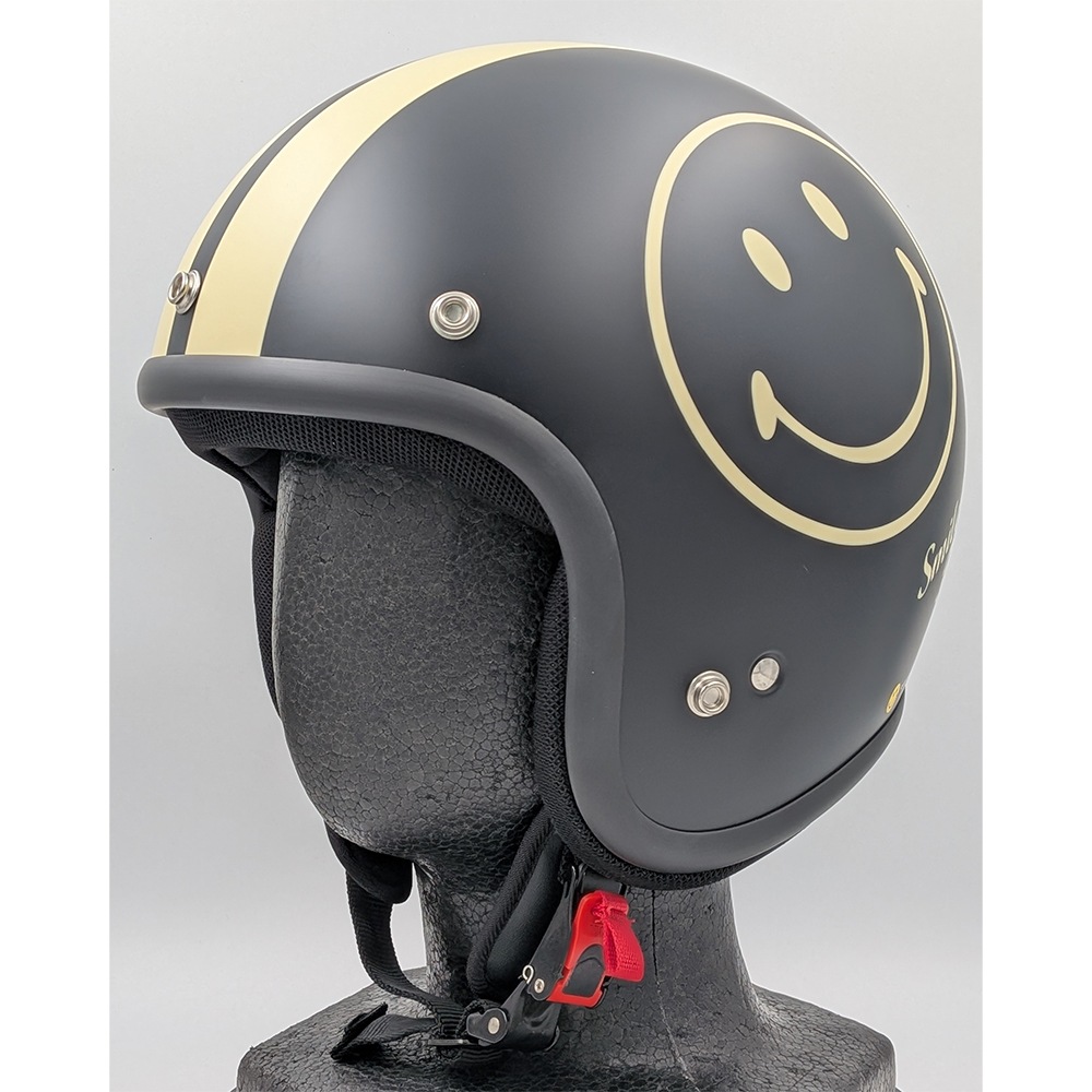 godblinc ゴッドブリンク Smiley Face ジェットヘルメット MATT BLACK SF0011 【あるふぁここ プラザ店】