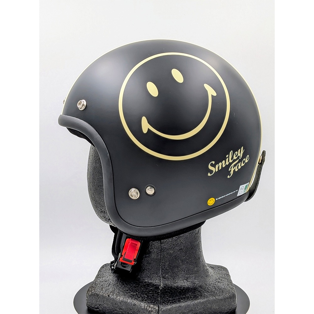 godblinc ゴッドブリンク Smiley Face ジェットヘルメット MATT BLACK SF0011 【あるふぁここ プラザ店】