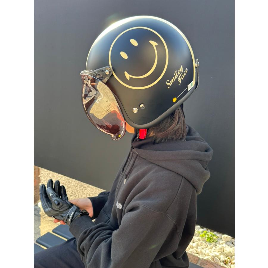 godblinc ゴッドブリンク Smiley Face ジェットヘルメット MATT BLACK SF0011 【あるふぁここ プラザ店】