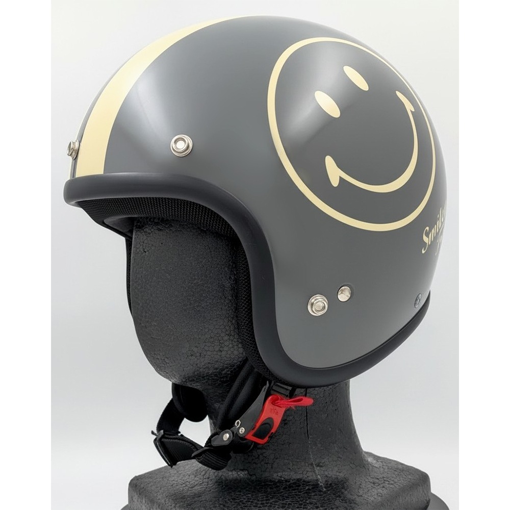 godblinc ゴッドブリンク Smiley Face ジェットヘルメット DARK GRAY SF0012　【あるふぁここ プラザ店】